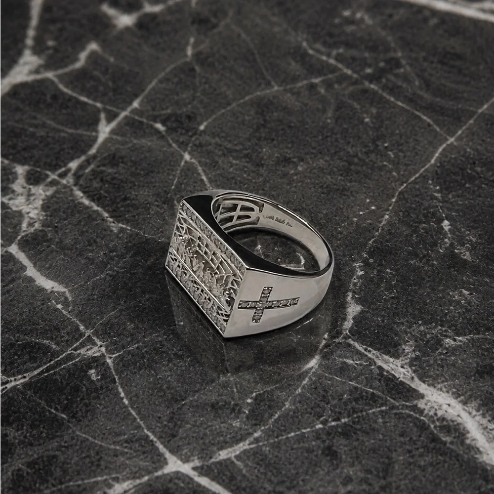 925 Sterling Silver MOISSANITE Last Supper Men’s Ring Size 11 or 12
